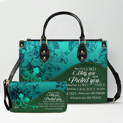 Personalized Leather Handbag Set – Custom Name Christian Purse with Bible Verse | CHRISTIANARTBAG Faith Gift for Women