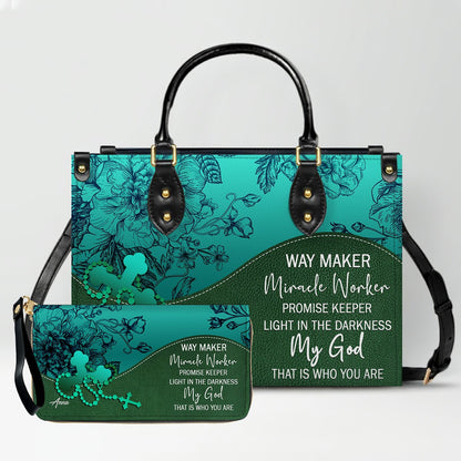 Personalized Leather Handbag Set – Custom Name Christian Purse with Bible Verse | CHRISTIANARTBAG Faith Gift for Women