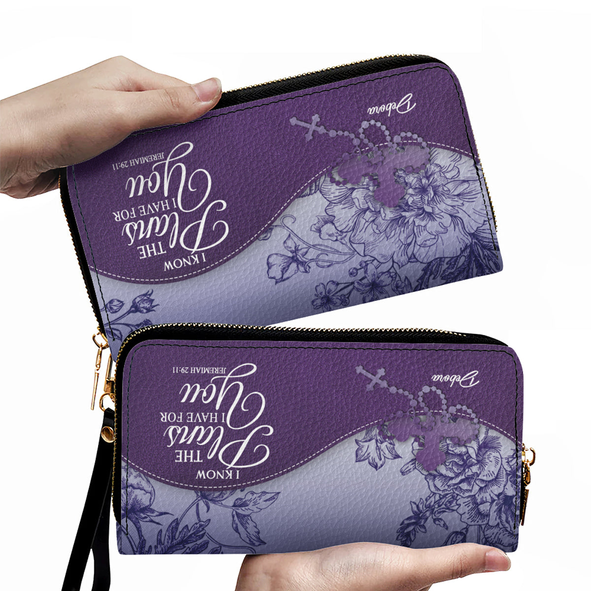 Personalized Christian Leather Handbag and Long Wallet Set – Custom Name, Faith-Inspired Gift for Women