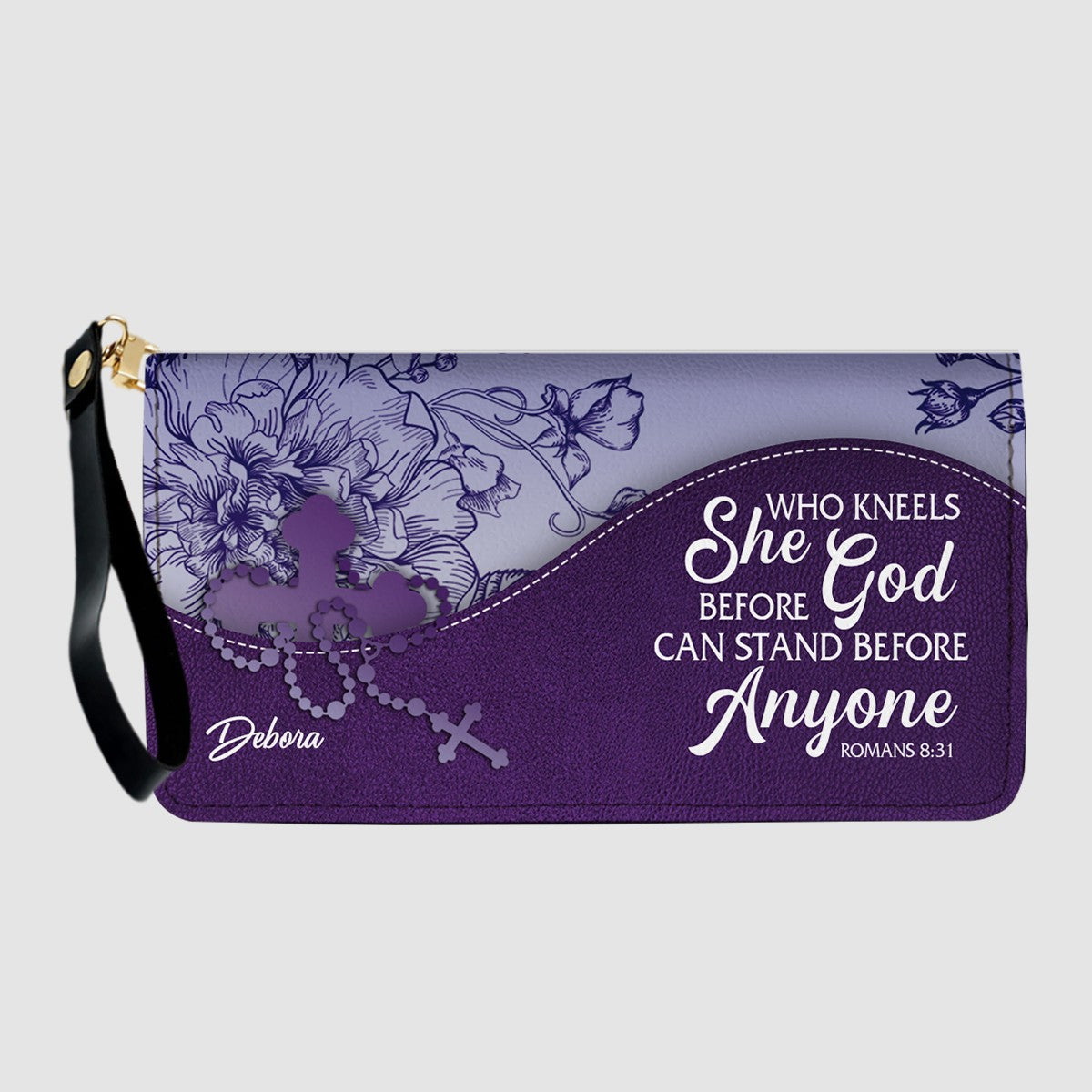 Personalized Christian Leather Handbag and Long Wallet Set – Custom Name, Faith-Inspired Gift for Women