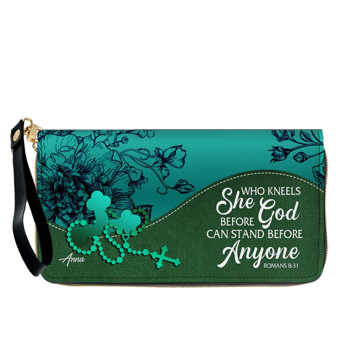 Personalized Christian Long Wallet for Women | Engraved Bible Verse & Name Wristlet Purse – CHRISTIANARTBAG