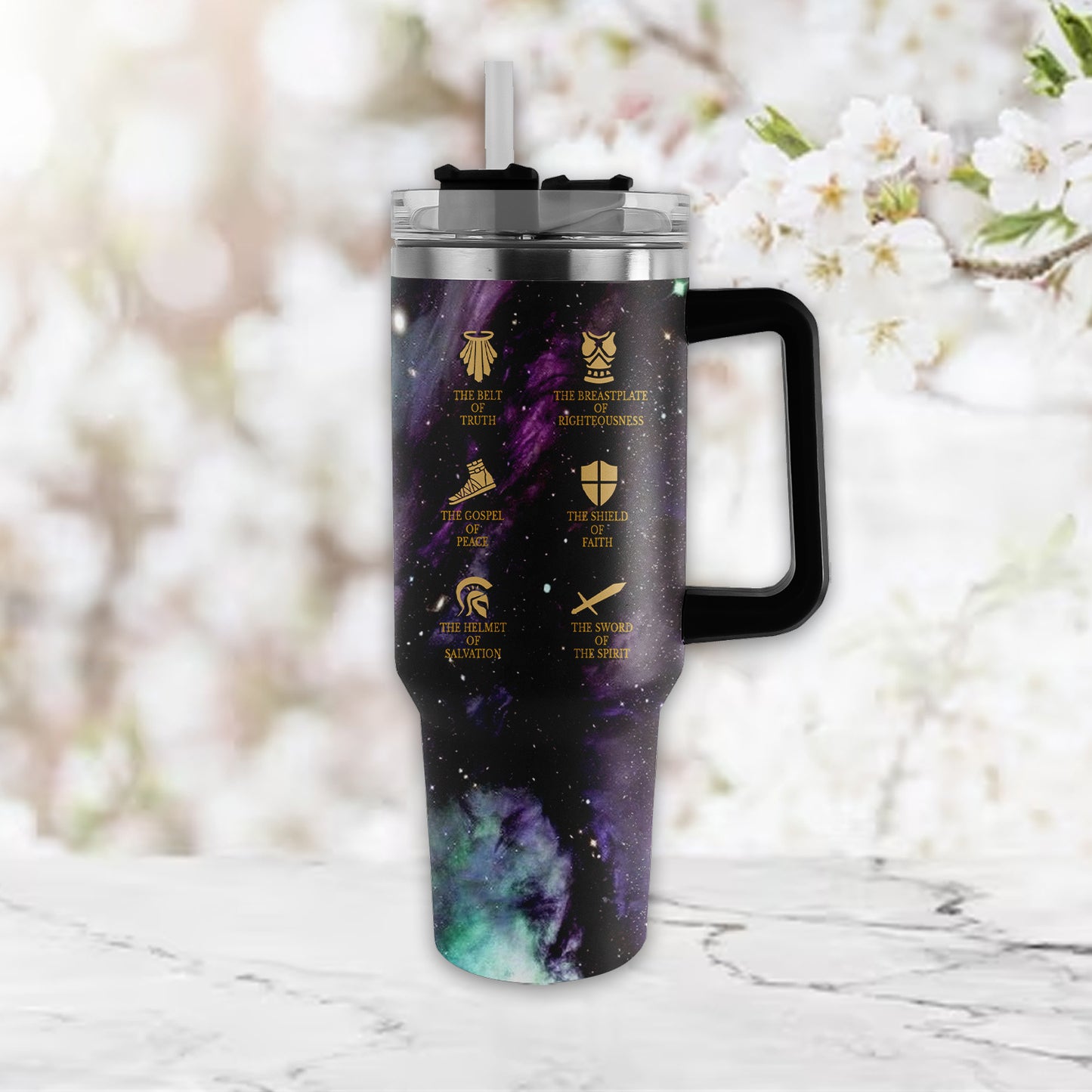 Christianartbag Drinkware, Put On The Full Armor Of God Personalized Tumbler With Handles, Personalized Tumbler With Handles, Tumbler, Christmas Gift, CABDR 01210124.