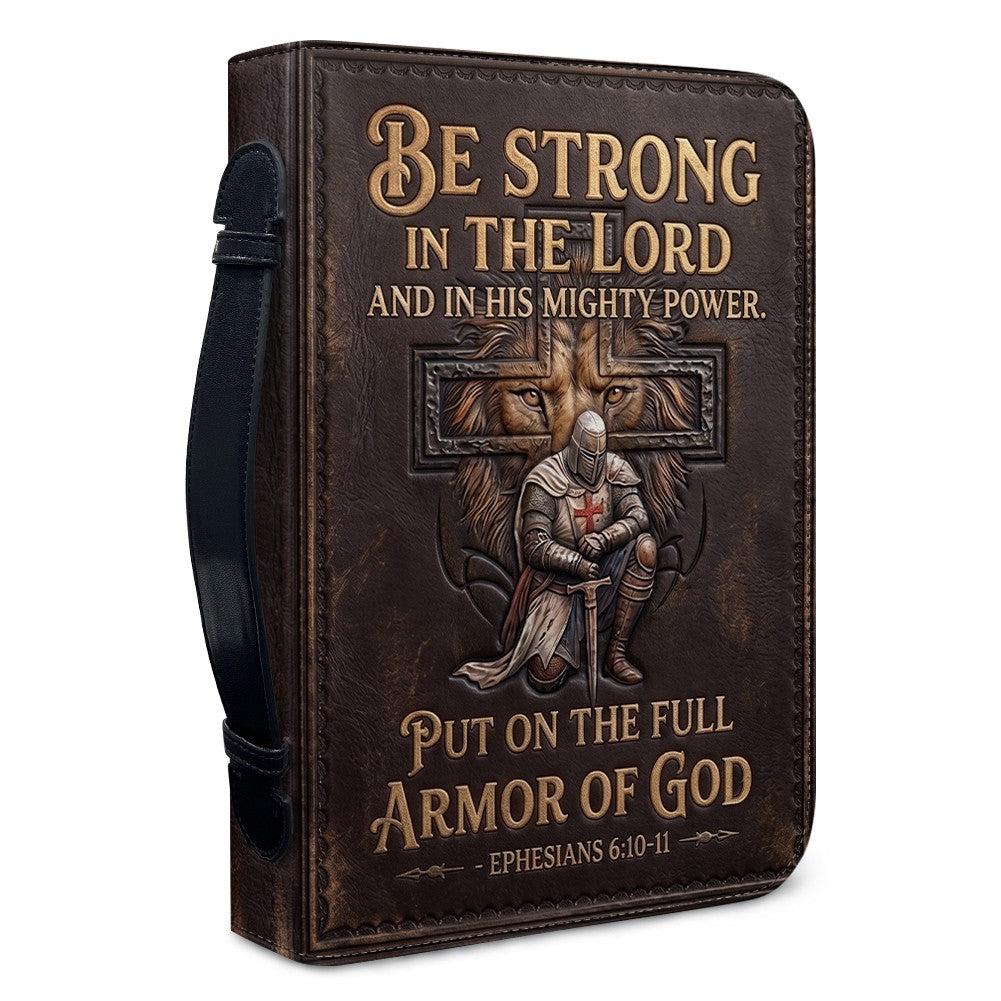 Personalized Bible Cover for Men - Armor of God Leather Case with Handle, Custom Name - CHRISTIANARTBAG 01081826