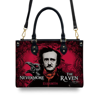 Christianartbag Novel Bags, Personalized Leather Handbags for Literary Enthusiasts, The Raven Edgar Allan Poe Leather Handbag, CABHN01120324