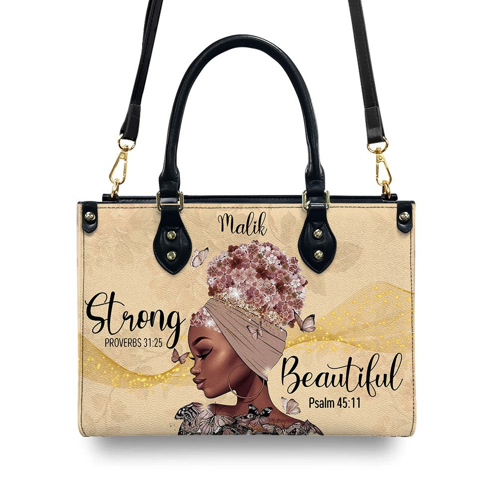 CHRISTIANARTBAG Personalized Leather Handbag - I Am Strong and Beautiful - CABLTHB01150524.