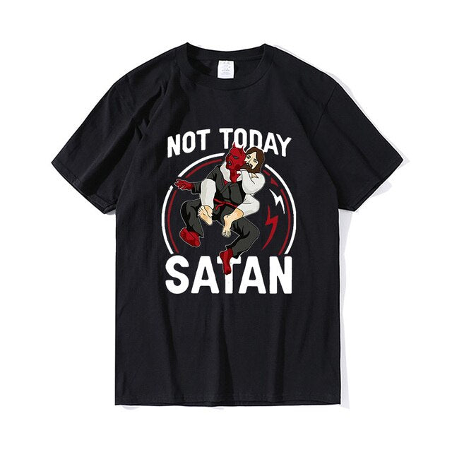 Christianartbag Funny T-Shirt, Funny men's t shirt Jiu Jitsu Jesus Not Today Satan Funny Men's Short Sleeve tee - Christian Art Bag