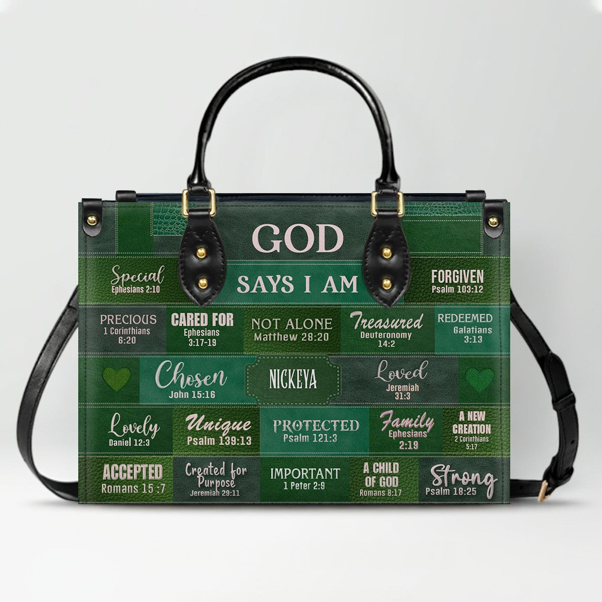 Personalized Leather Handbag & Long Wallet Set – GOD Says I Am Christian Gift for Women