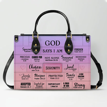 Personalized Leather Handbag & Long Wallet Set – GOD Says I Am Christian Gift for Women