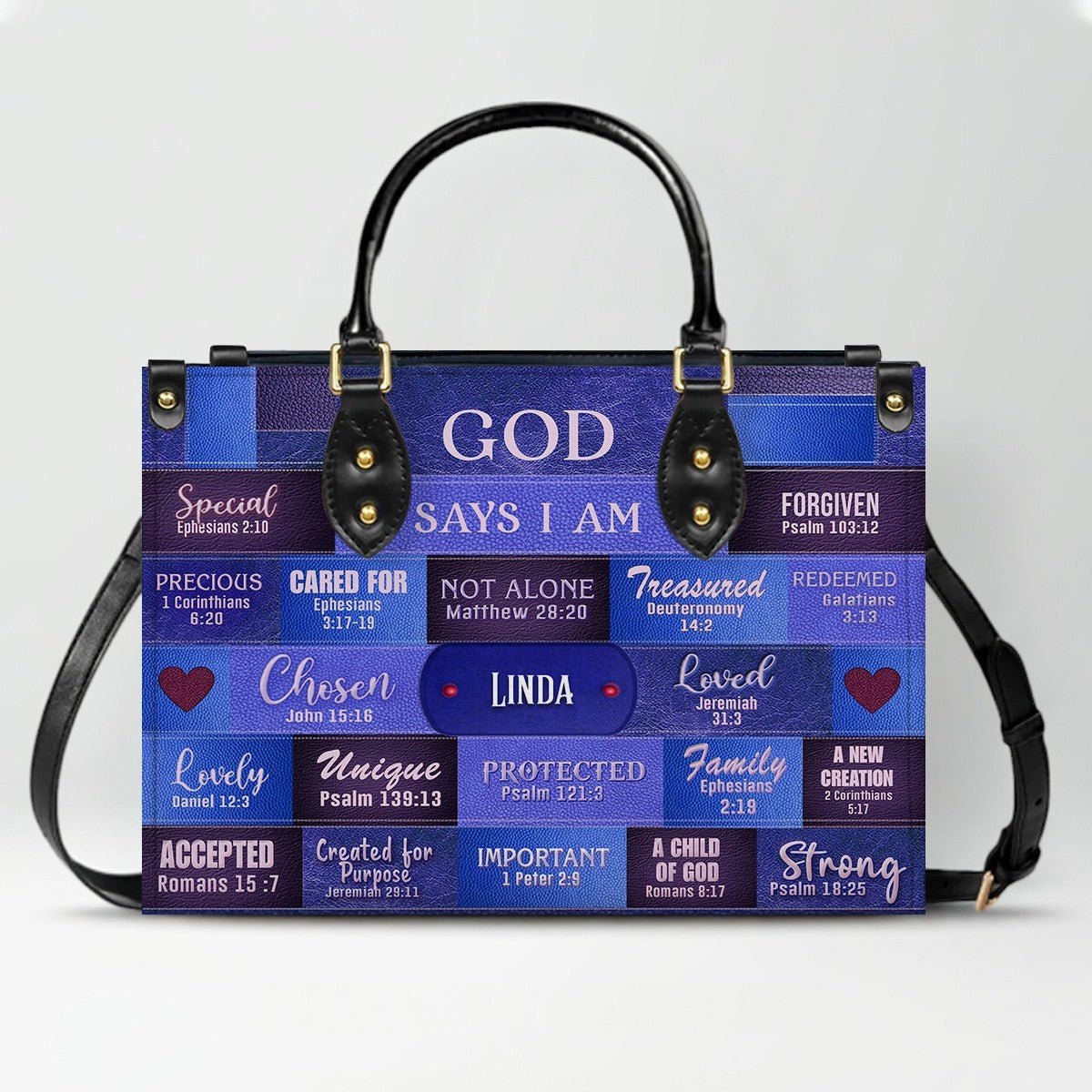 Personalized Leather Handbag & Long Wallet Set – GOD Says I Am Christian Gift for Women