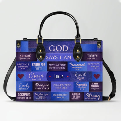 Personalized Leather Handbag & Long Wallet Set – GOD Says I Am Christian Gift for Women