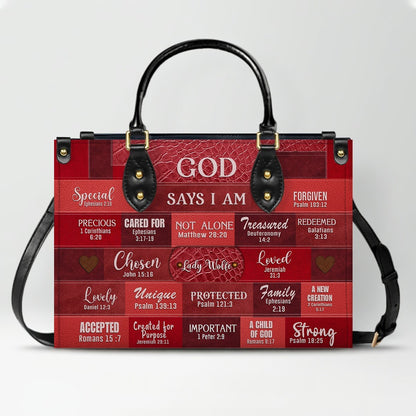 Personalized Leather Handbag & Long Wallet Set – GOD Says I Am Christian Gift for Women