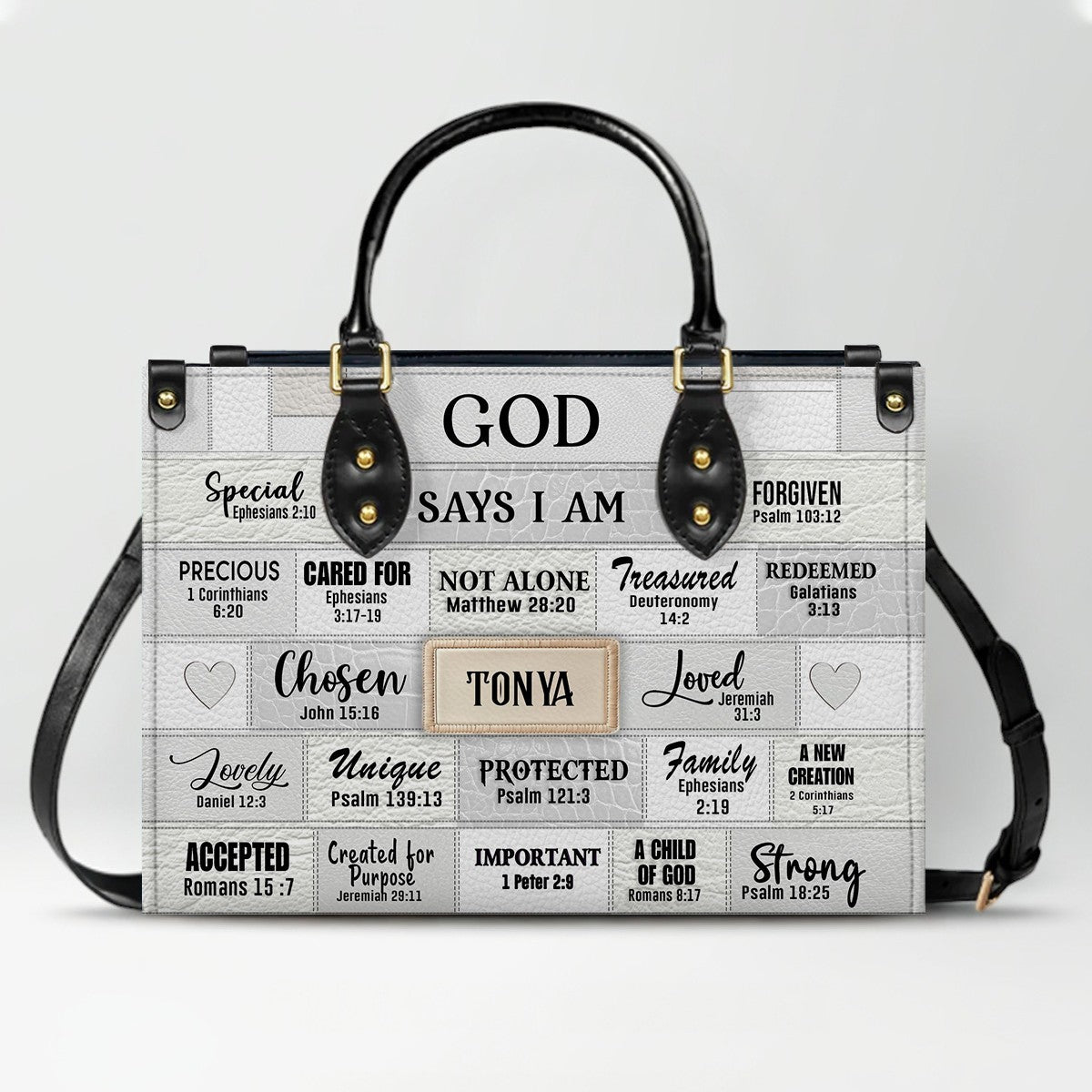 Personalized Leather Handbag & Long Wallet Set – GOD Says I Am Christian Gift for Women