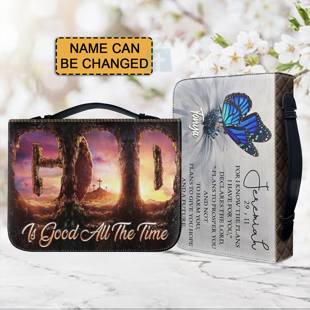 Christianartbag Bible Cover, GOD is GOOD All The Time Bible Cover, Personalized Bible Cover, Butterflt Bible Cover, Christian Gifts, CAB05081123. - Christian Art Bag