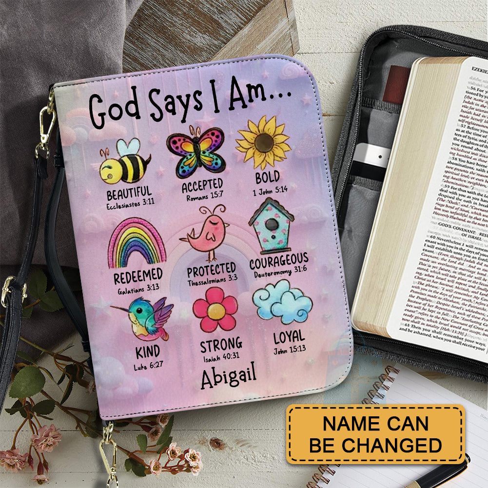 Christianartbag Bible Cover for Children, GOD Says I Am Bible Cover for Children, Cute Animal Bible Cover, Personalized Bible Cover, Bible Cover For Kids, Christian Gifts for Kids, CABCK01191023