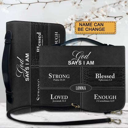 Personalized “God Says I Am” Bible Cover – Custom Name Christian Bible Case by CHRISTIANARTBAG