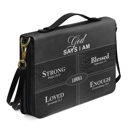 Personalized “God Says I Am” Bible Cover – Custom Name Christian Bible Case by CHRISTIANARTBAG