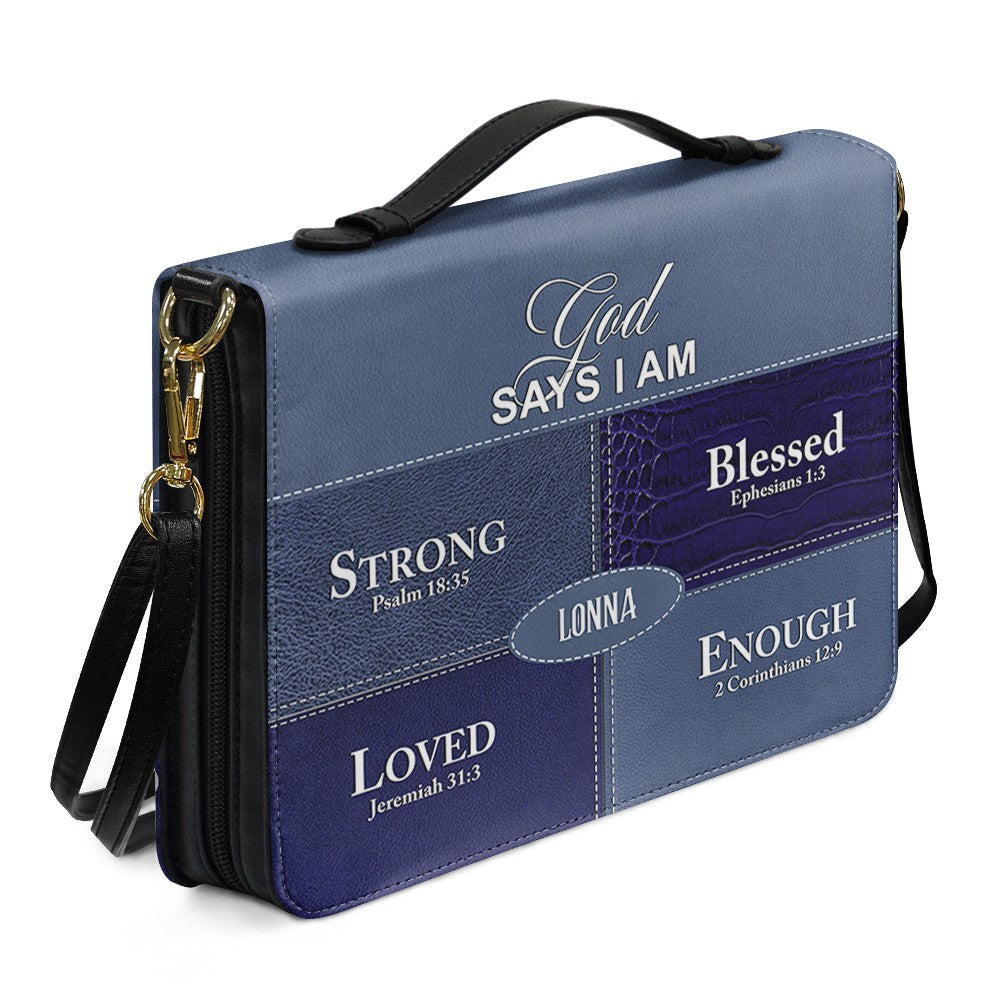 Personalized “God Says I Am” Bible Cover – Custom Name Christian Bible Case by CHRISTIANARTBAG