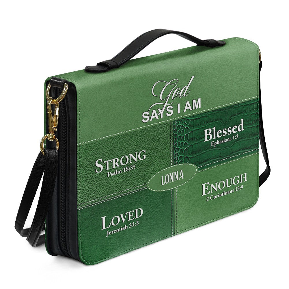 Personalized “God Says I Am” Bible Cover – Custom Name Christian Bible Case by CHRISTIANARTBAG