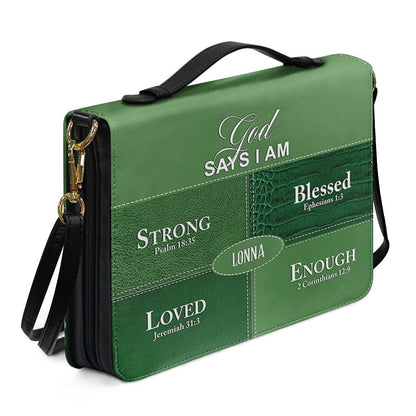 Personalized “God Says I Am” Bible Cover – Custom Name Christian Bible Case by CHRISTIANARTBAG