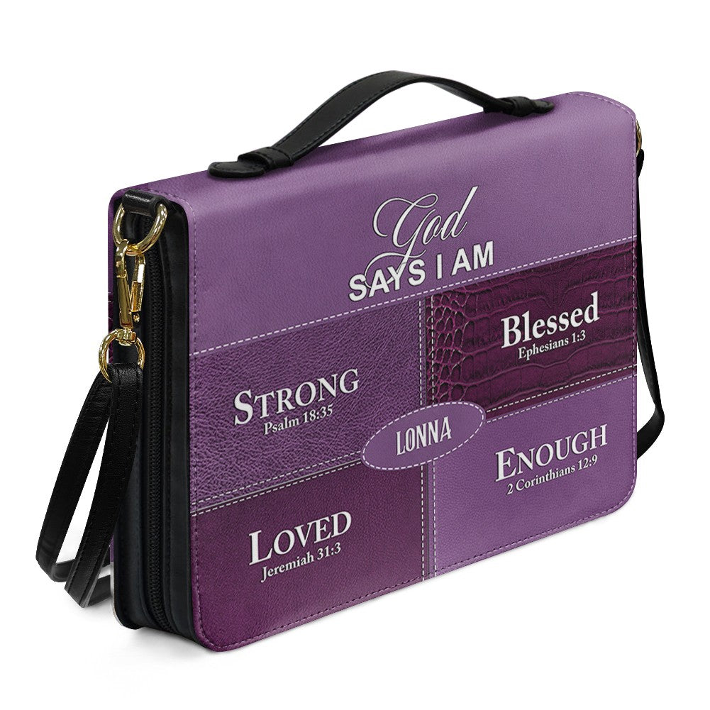 Personalized “God Says I Am” Bible Cover – Custom Name Christian Bible Case by CHRISTIANARTBAG