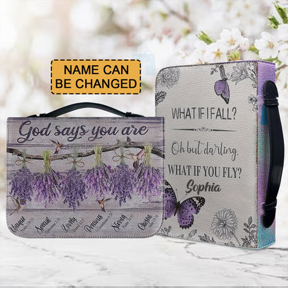 Christianartbag Bible Cover, GOD Says You Are Bible Cover, Personalized Bible Cover, Butterfly Lavender Purple Bible Cover, Christian Gifts, CAB03021123. - Christian Art Bag