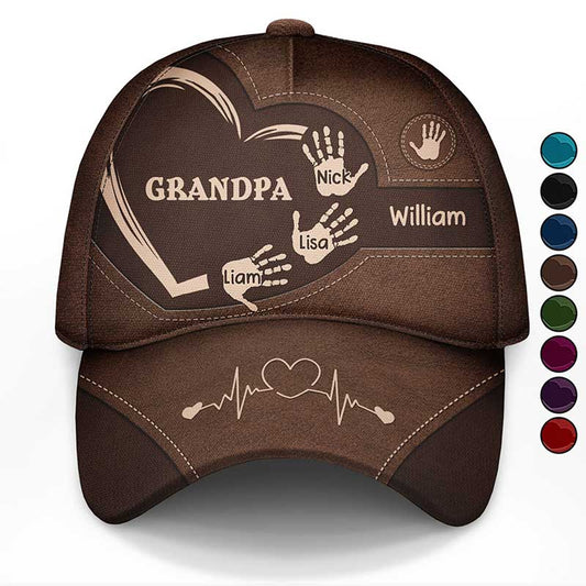 Christianartbag Cap, Grandpa Dad Kids Handprints Cap, Personalized Cap, Cap for Dad, CABCAP07230524.