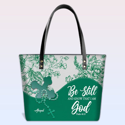 Personalized Christian Leather Tote Bag – Custom Name, Color & Bible Verse | CHRISTIANARTBAG