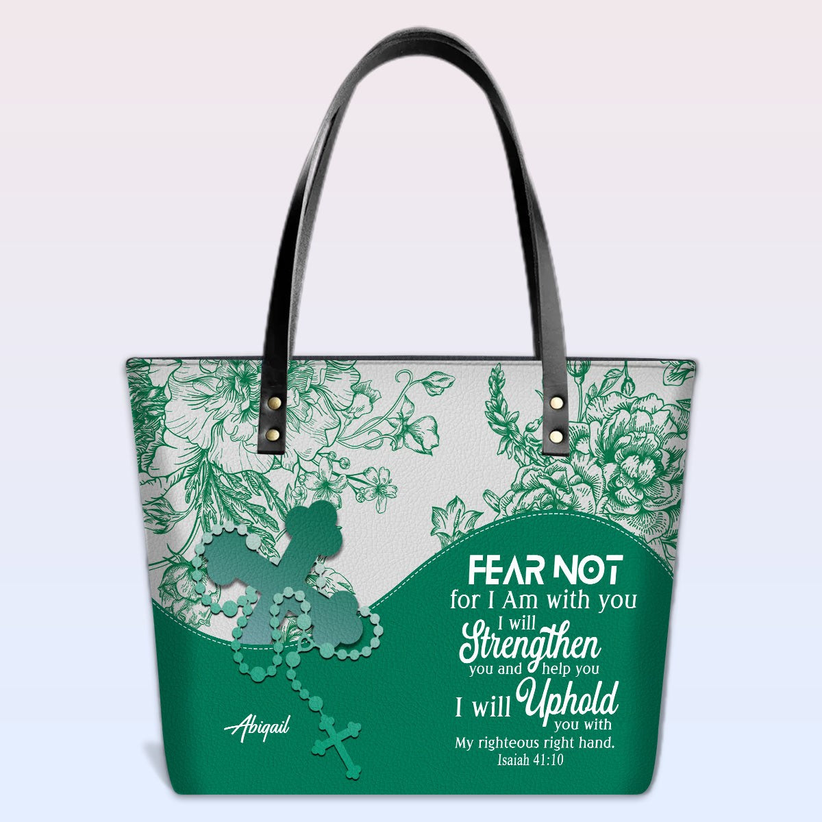 Personalized Christian Leather Tote Bag – Custom Name, Color & Bible Verse | CHRISTIANARTBAG