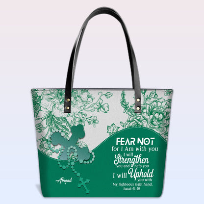 Personalized Christian Leather Tote Bag – Custom Name, Color & Bible Verse | CHRISTIANARTBAG