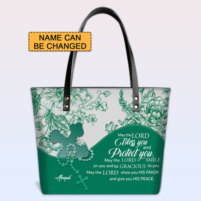 Personalized Christian Leather Tote Bag – Custom Name, Color & Bible Verse | CHRISTIANARTBAG
