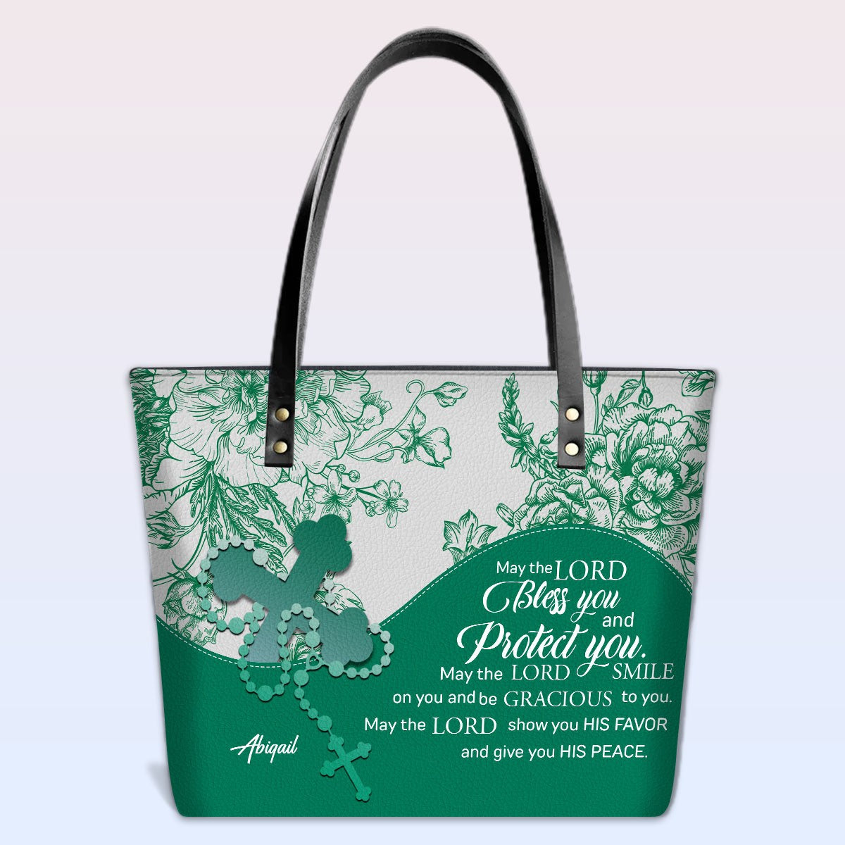 Personalized Christian Leather Tote Bag – Custom Name, Color & Bible Verse | CHRISTIANARTBAG