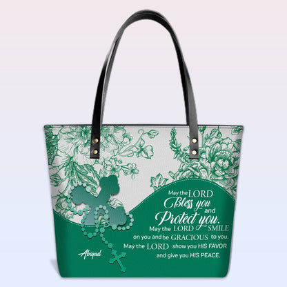 Personalized Christian Leather Tote Bag – Custom Name, Color & Bible Verse | CHRISTIANARTBAG
