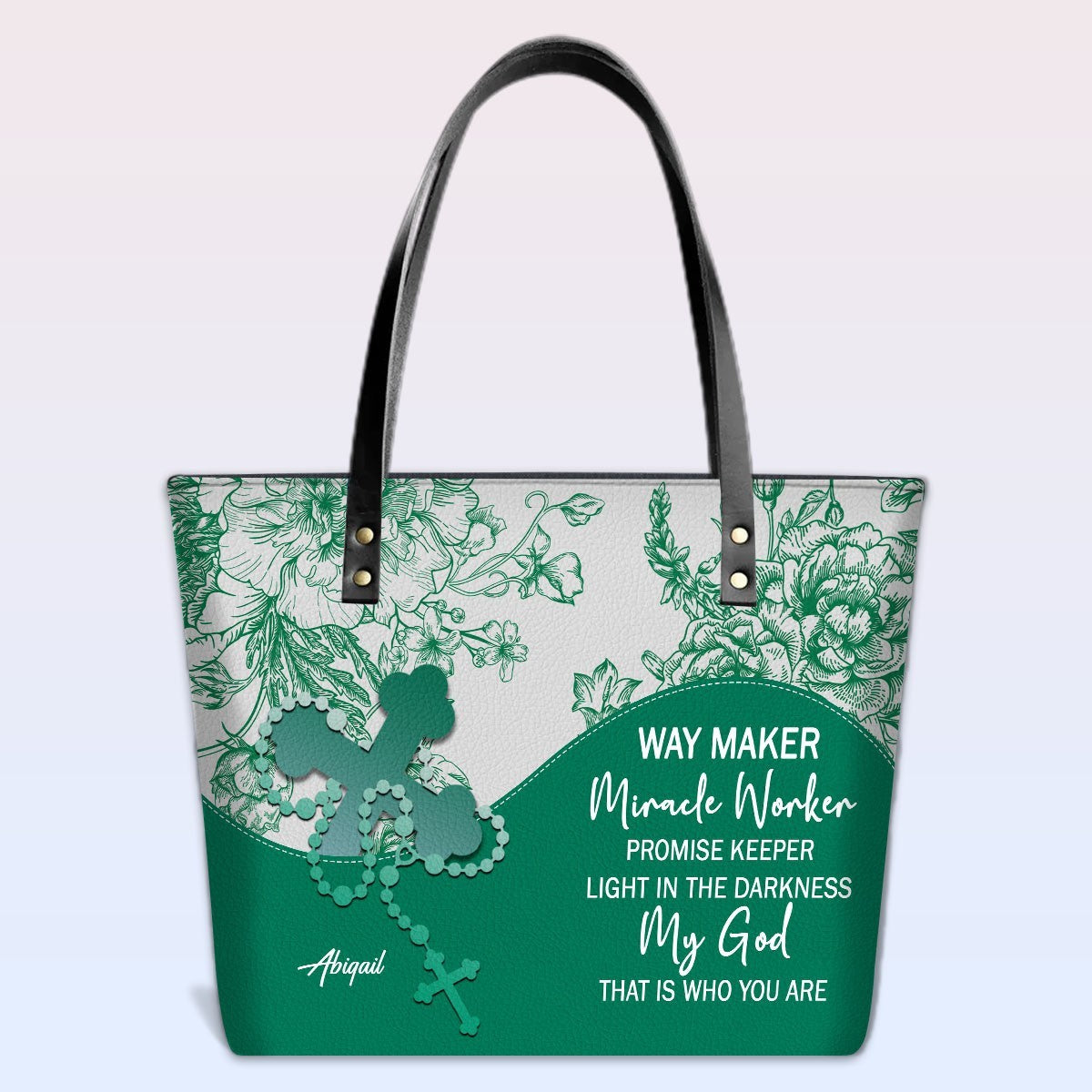 Personalized Christian Leather Tote Bag – Custom Name, Color & Bible Verse | CHRISTIANARTBAG