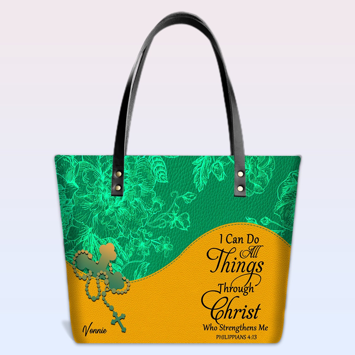 Personalized Christian Red Leather Tote Bag Luxury with Bible Verses – Custom Name & Color Handbag by CHRISTIANARTBAG