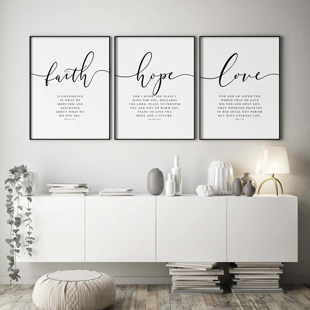 Christianartbag Home Decor, Bible Verse Poster and Prints Faith Hope Love Wall art Print Christian Quotes Canvas Painting Living Room Posters on the Wall - Christian Art Bag