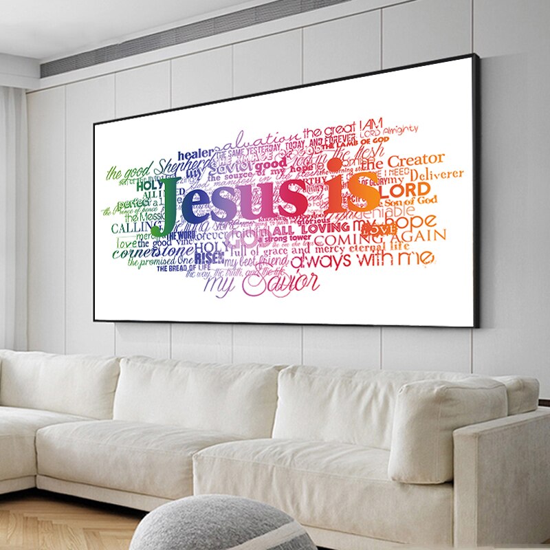 Christianartbag Home Decor, Christian Jesus Letters Posters and Prints on The Wall Canvas Painting Colorful Wall Art Picture for Living Room Church Decor - Christian Art Bag