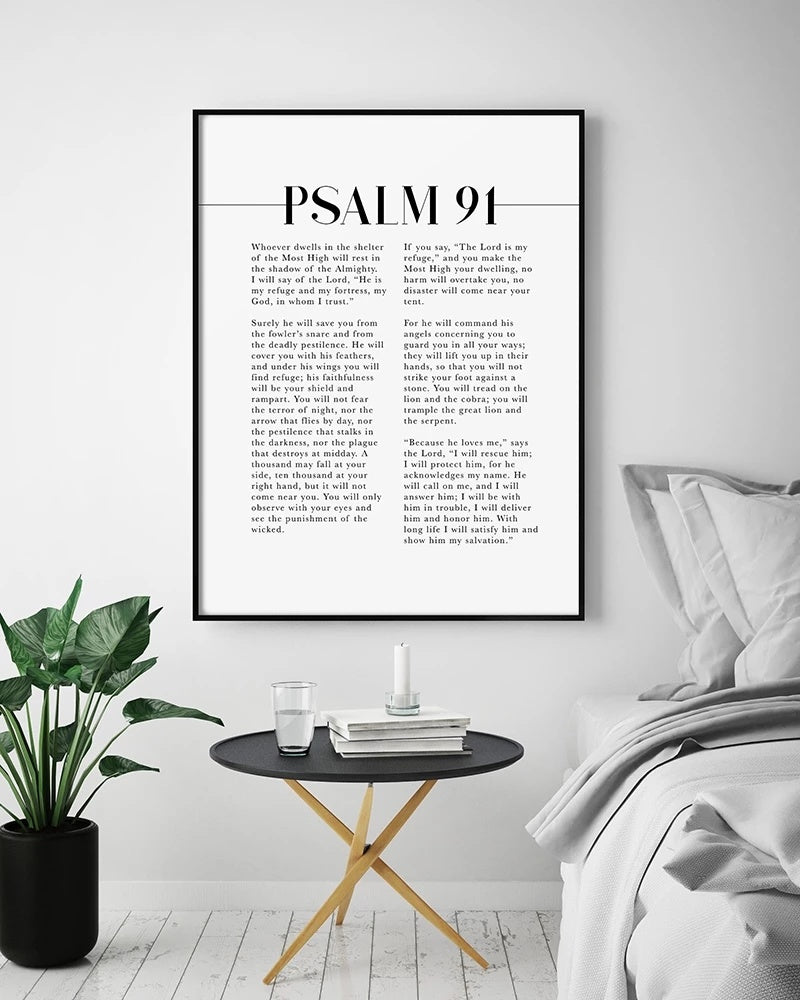 Christianartbag Home Decor, Psalm 91 Scripture Wall Art He Who Dwells In The Shelter Bible Verse Canvas Painting Poster Print For Your Christian Home Decor - Christian Art Bag