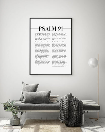 Christianartbag Home Decor, Psalm 91 Scripture Wall Art He Who Dwells In The Shelter Bible Verse Canvas Painting Poster Print For Your Christian Home Decor - Christian Art Bag