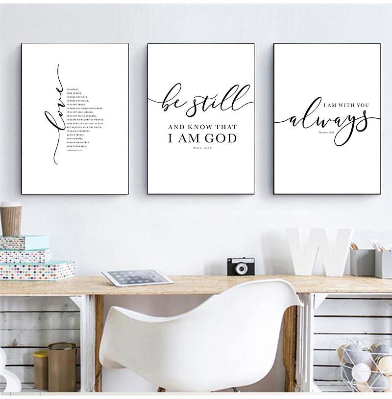 Christianartbag Home Decor, Christian Bible Verse Quote Posters and Prints Black White Wall Pictures Scripture Christ Wall Art Canvas Painting Home Decor - Christian Art Bag