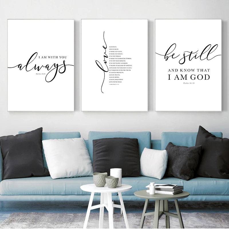 Christianartbag Home Decor, Christian Bible Verse Quote Posters and Prints Black White Wall Pictures Scripture Christ Wall Art Canvas Painting Home Decor - Christian Art Bag