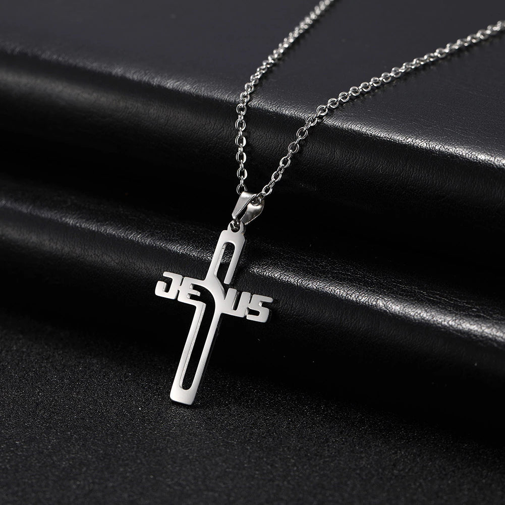 Christianartbag Jewelry, Jesus Cross Hollow Pendant Necklaces for Women Men Christian Chocker Wholesale Stainless Steel Jewelry,CABJWL03270723 - Christian Art Bag