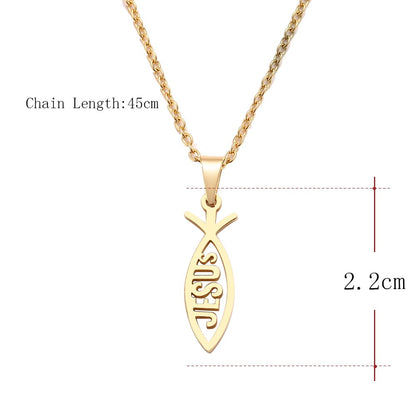 Christianartbag Jewelry, Stainless Steel Necklace For Women Man Lover's Sharp Jesus Fish Shape Color Pendant Necklace Engagement Jewelry,CABJWL05270723 - Christian Art Bag