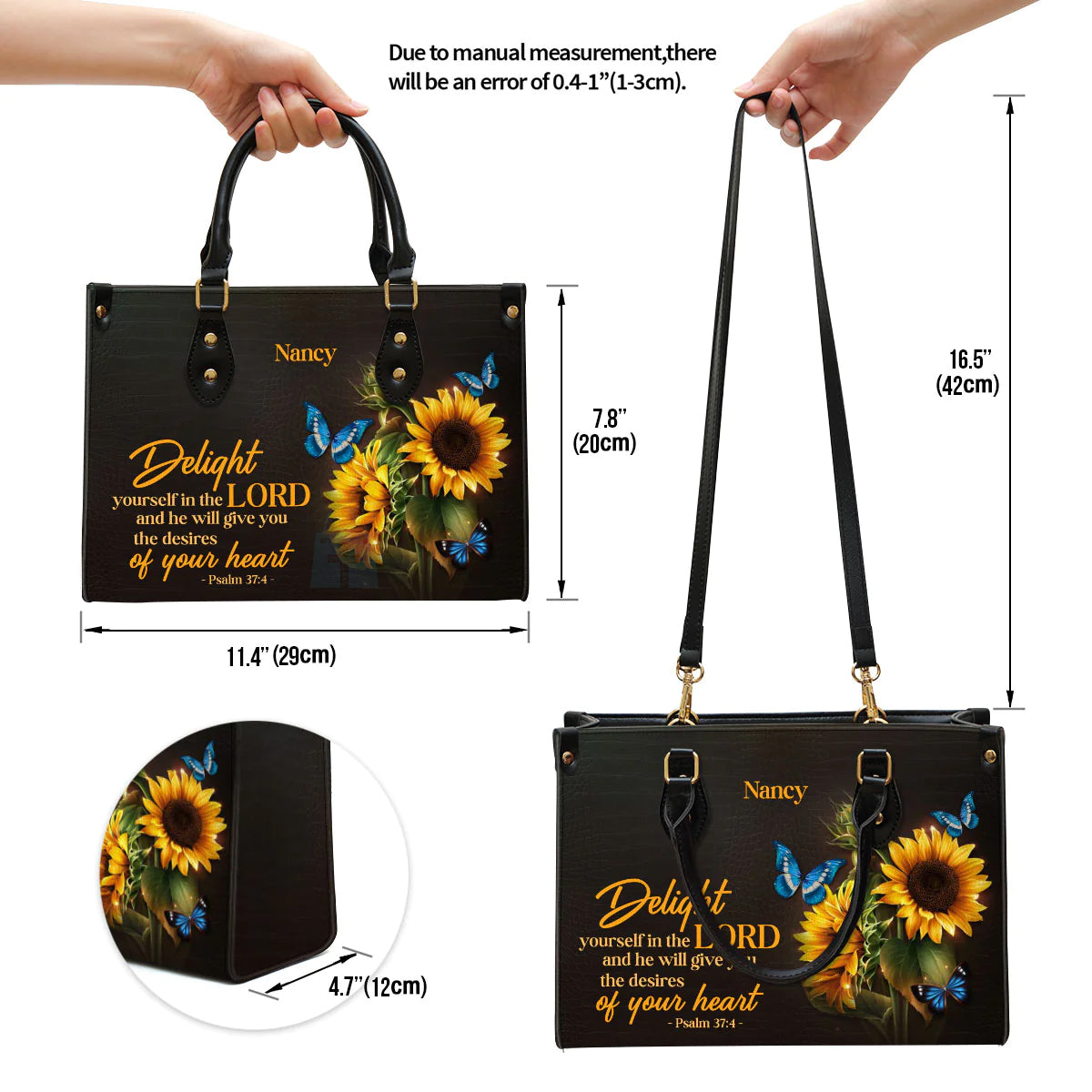 Christianart Designer Handbags, Delight Yourself In The Lord, Personalized Gifts, Gifts for Women. - Christian Art Bag