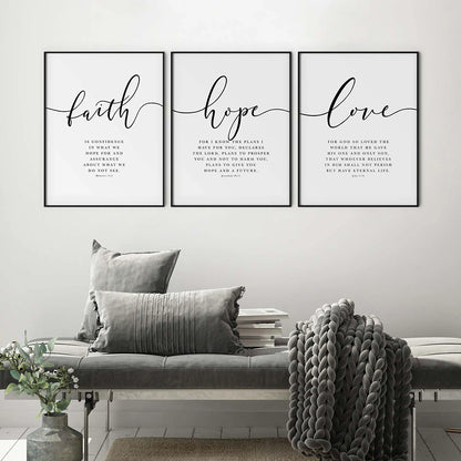 Christianartbag Home Decor, Bible Verse Poster and Prints Faith Hope Love Wall art Print Christian Quotes Canvas Painting Living Room Posters on the Wall - Christian Art Bag
