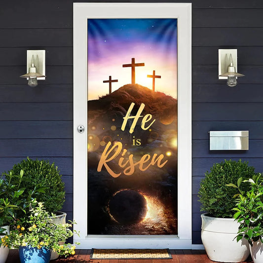Christianartbag Door Cover, He Is Risen Easter, Religious Door Decorations, Christian Home Decor - Christian Art Bag