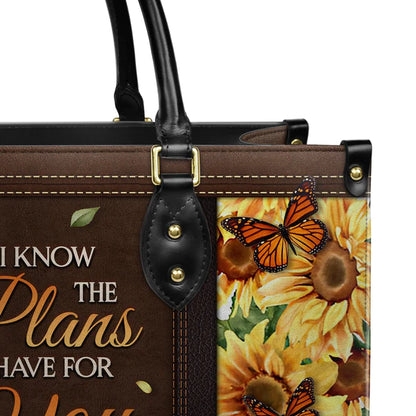 Christianart Designer Handbags, I Know The Plans I Have For You Jeremiah 29 11 Sunflower Butterfly, Personalized Gifts, Gifts for Women. - Christian Art Bag