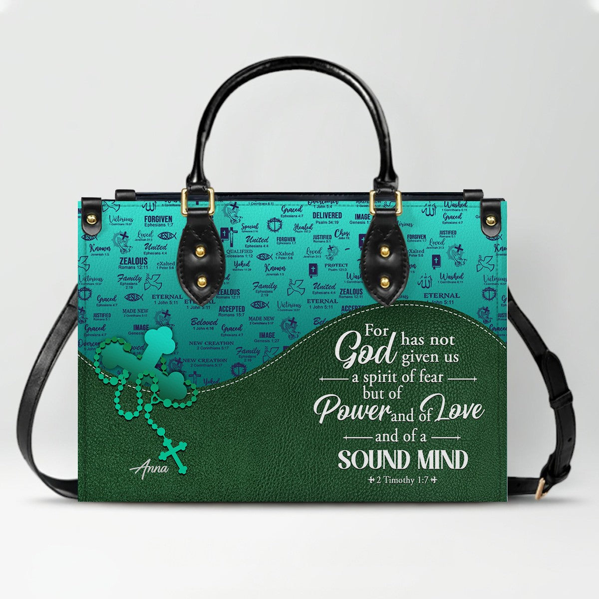 Custom Bible Verse Leather Handbag for Women – Personalized Christian Purse with Name & Scripture – CHRISTIANARTBAG