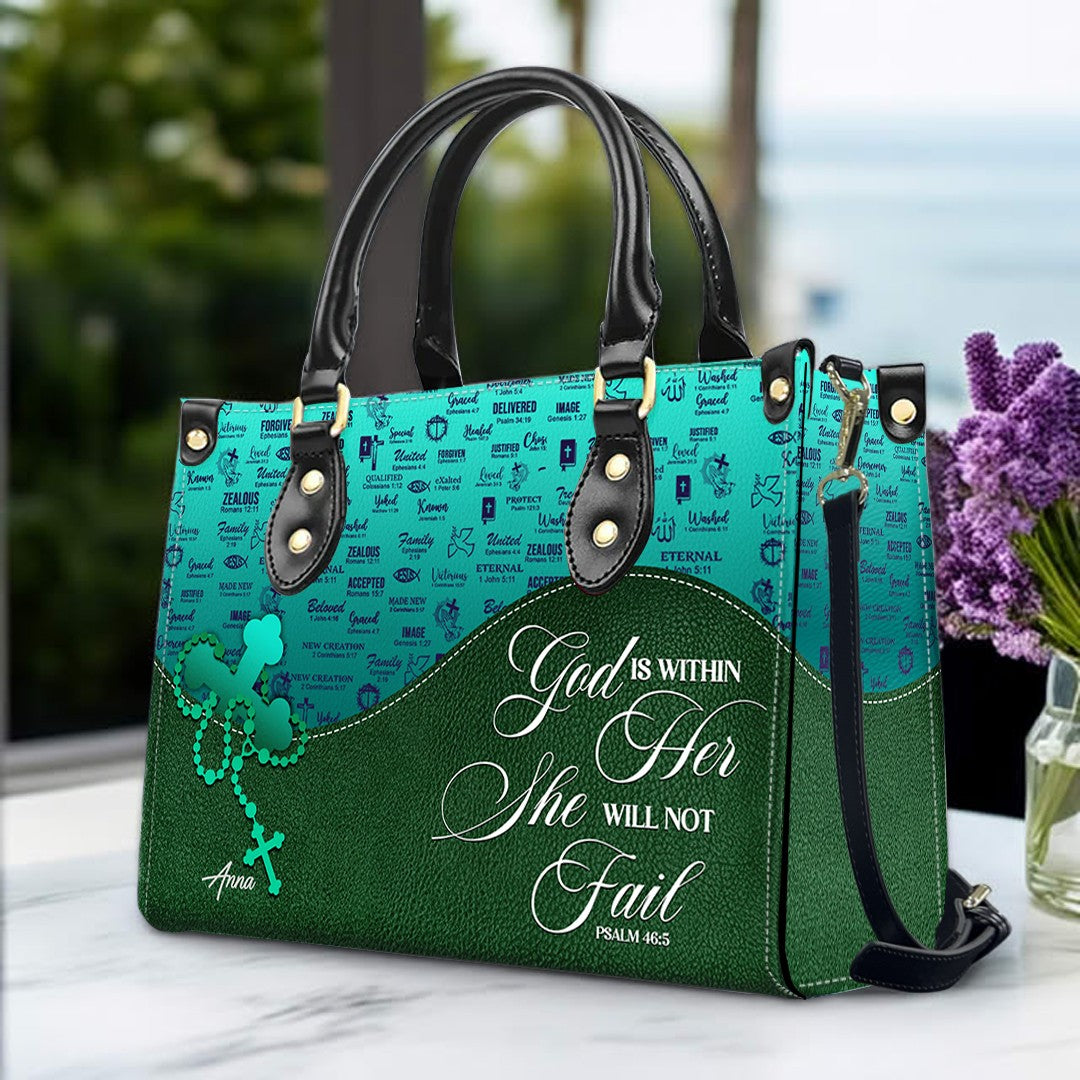 Personalized Leather Handbag Set – Custom Name Christian Purse with Bible Verse | CHRISTIANARTBAG Faith Gift for Women