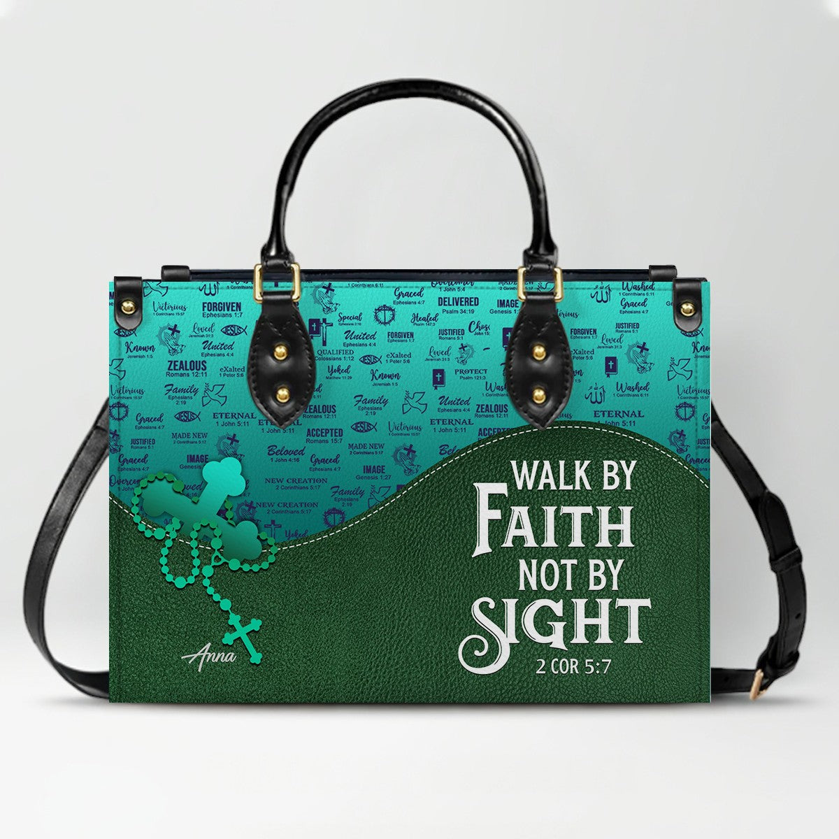 Custom Bible Verse Leather Handbag for Women – Personalized Christian Purse with Name & Scripture – CHRISTIANARTBAG