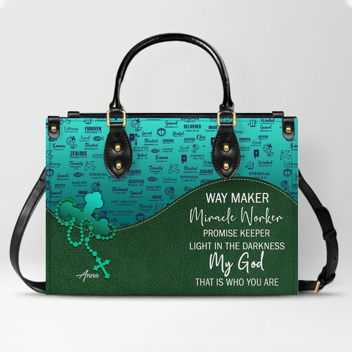 Custom Bible Verse Leather Handbag for Women – Personalized Christian Purse with Name & Scripture – CHRISTIANARTBAG